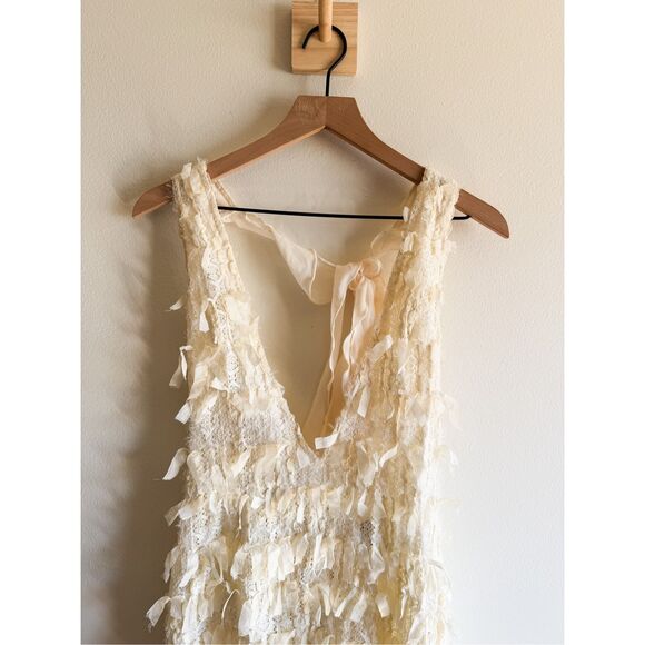 New EGO Extreme Plunge Mini Bodycon Dress In Cream Texture Size 8 - Picture 5 of 9